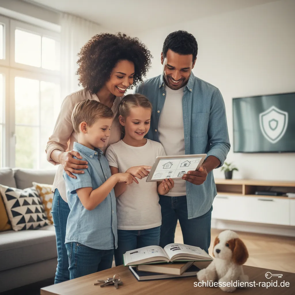 Eine glückliche Familie fühlt sich in ihrem sicheren Zuhause wohl.