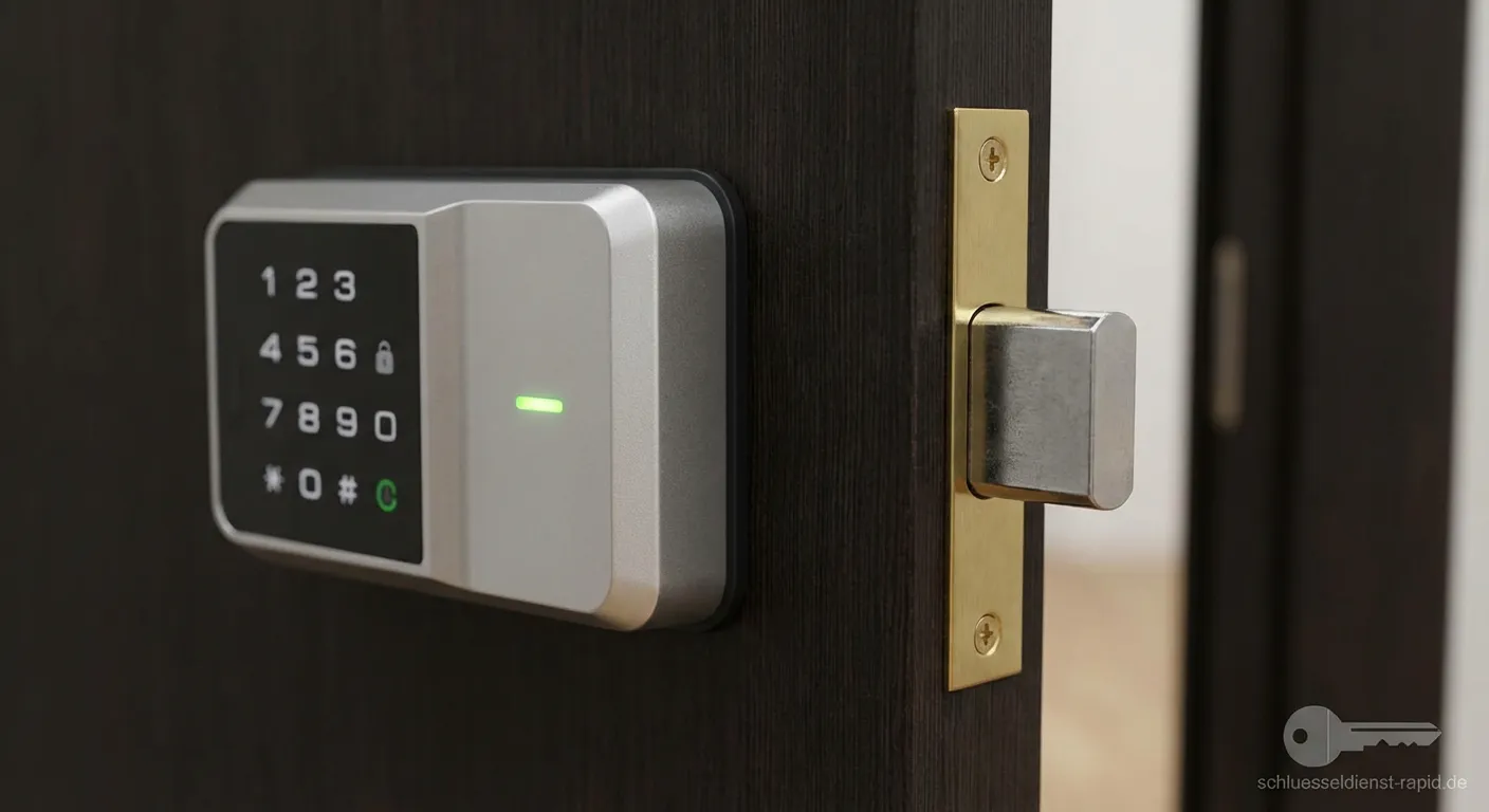 Motorschloss mit automatischer Verriegelung an einer modernen Eingangstür