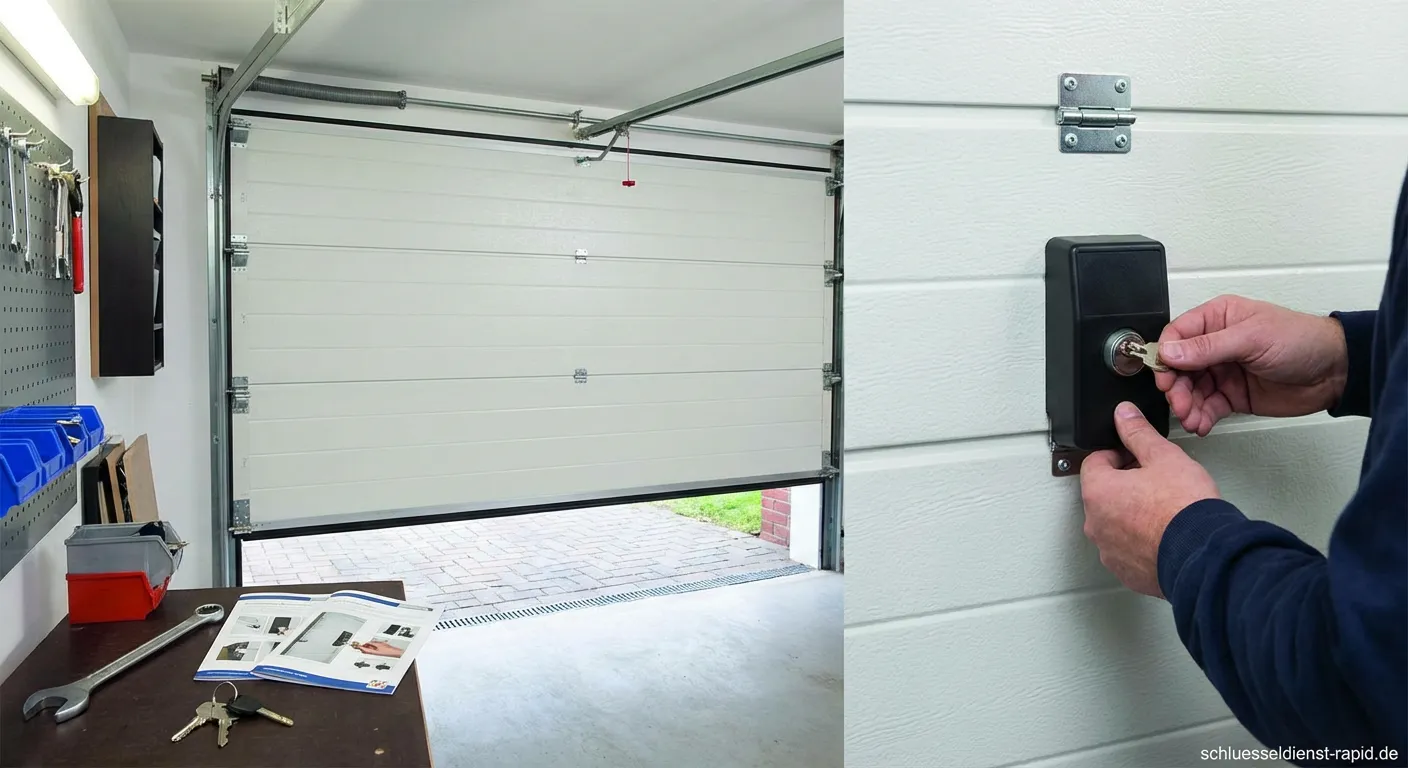 Verriegeltes Schwingtor an einer Grundstückseinfahrt