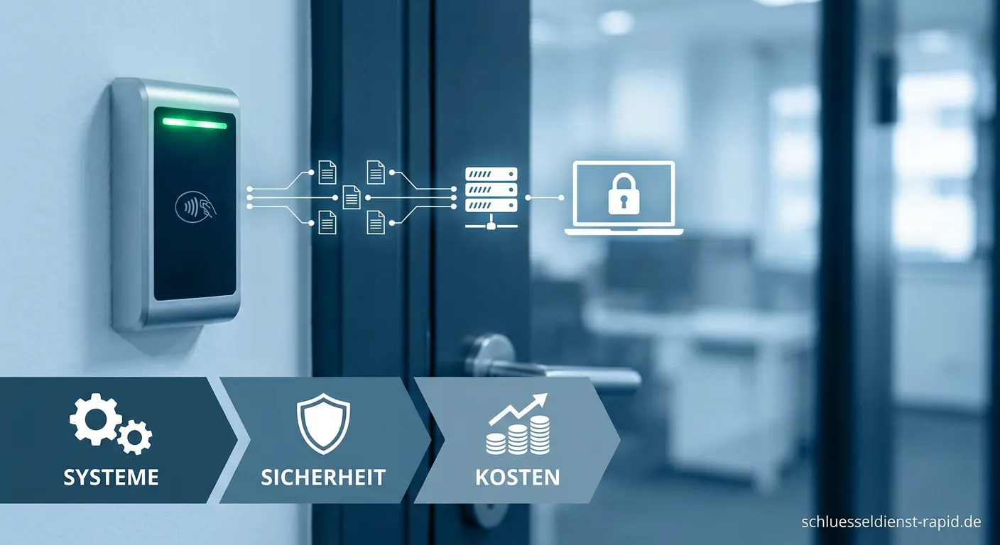 Elektronische Zutrittskontrolle mit RFID-Leser an einer modernen Bürotür