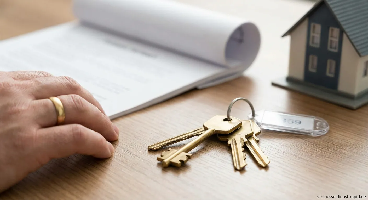 Ein Schlüsselbund auf einem unterschriebenen Mietvertrag symbolisiert Zweitschlüssel Rechte
